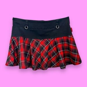 TRIPP NYC Y2K Mini Skirt Buffalo Plaid & Black Skater Punk Emo MallGoth Vintage
